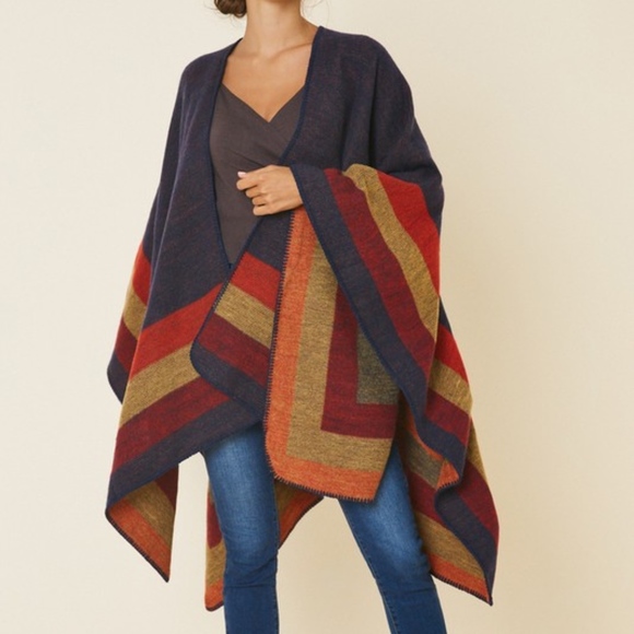 Des Feli Accessories - Navy Colorblock Kimono